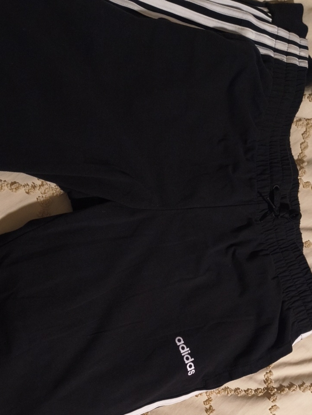 adidas Black Athletic Shorts with White Three-Stripes